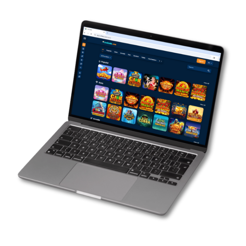 Casino platform on laptop