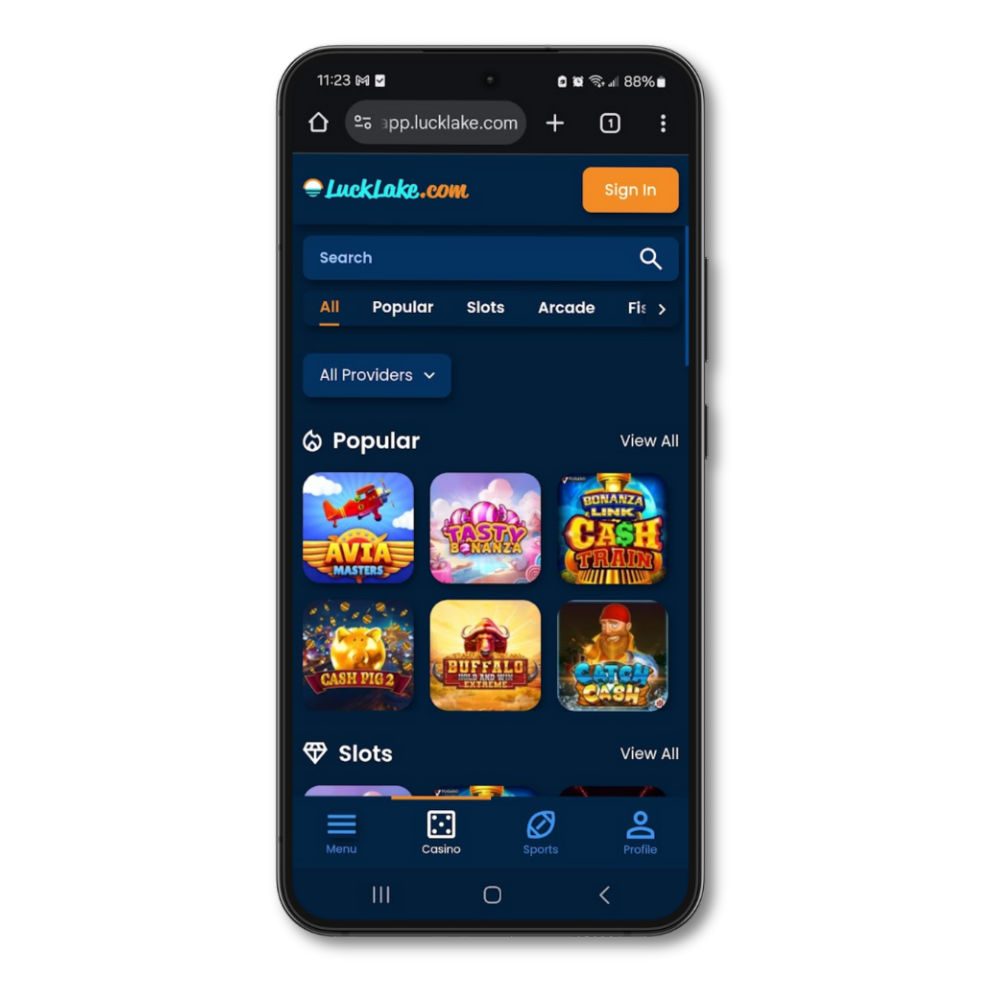 Casino app on phone
